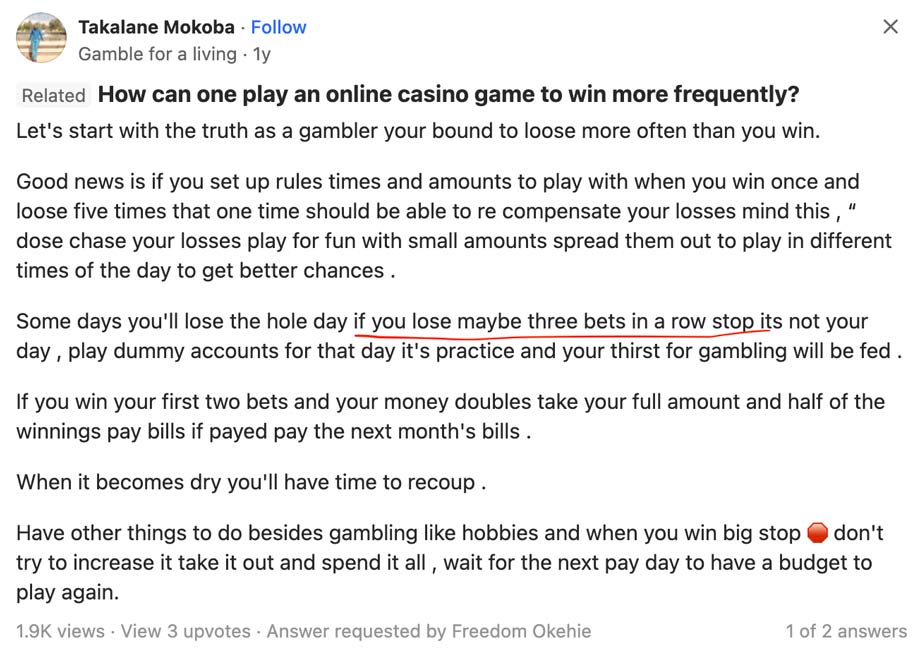 gambler Takalane Mokoba at quora