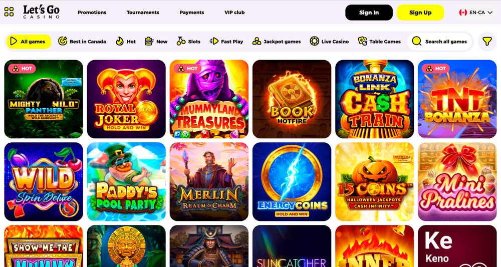 Let’s Go Casino all games